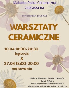 Warsztaty ceramiczne 10.04 i 27.04