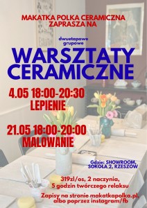 Warsztaty ceramiczne 4.05 & 21.05